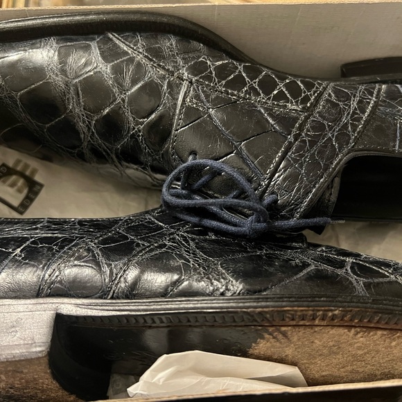David Eden Alligator Skin Dress Derby Shoes Blue 9M - Picture 16 of 16